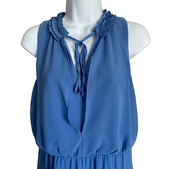 NWOT Laundry by Shelli Segal Women Ruffle Elastic Waist Blue Dress - Size 6 - Picture 5 of 11